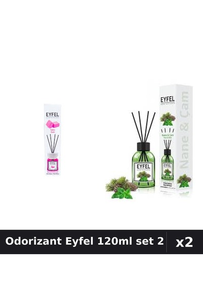 Eyfel Set 2 Odorizante Camera cu Betisoare 120ml - Bubble Gum, Pin Si Menta