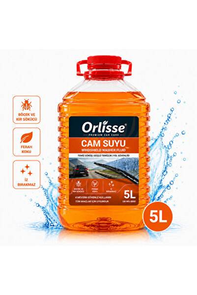 Orlisse Premium Cam Suyu 5 Lt – Böcek ve Kir Sökücü, Ferah Kokulu, İz Bırakmaz
