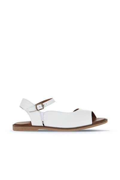 BUENO Shoes Beyaz Deri Kadın Düz Sandalet 01wa5707
