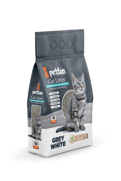 PETFAN Grey&White Doğal Kokusuz Kedi Kumu 10 Lt
