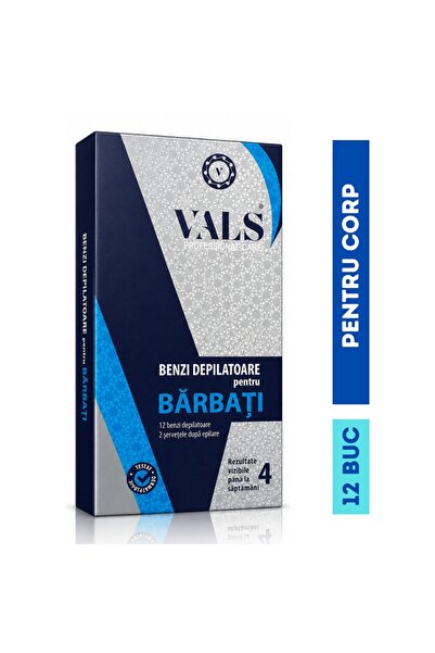 Vals Benzi depilatoare pentru bărbați VALS®, 12 buc + 2 șervețele după epilare