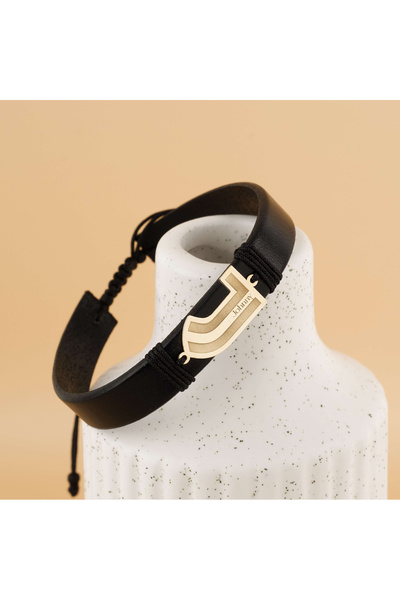 BLACK SWAN Bijoux Bratara Piele link Aur Juventus- Piele naturala si Aur 14K