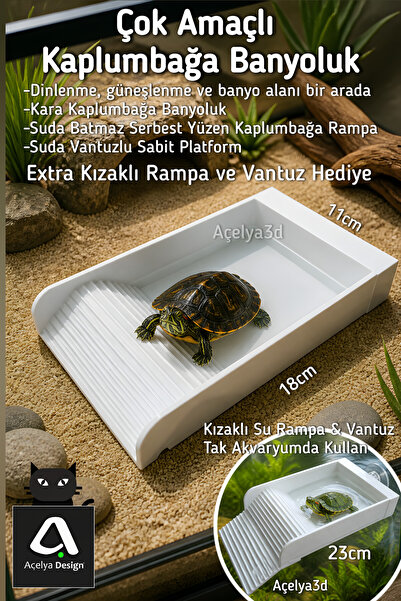 açelya3d Kaplumbağa Rampa Sürüngen Banyoluk - Çok Amaçlı – Yüzen Rampa ve Van...