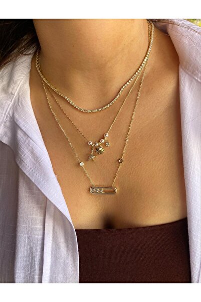 Niceboutique Ms Stone Detailed Steel Necklace