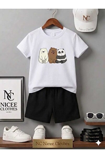 NC Nicee Clothes Tricou și pantaloni scurți de vară pentru copii, unisex (imp...