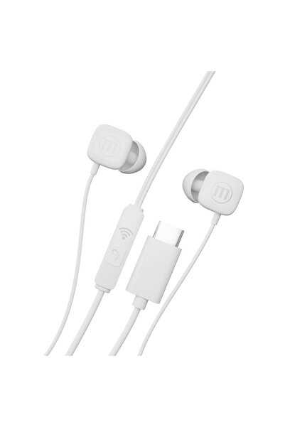 Maxell Wired Headphones with Microphone Square USB-C White