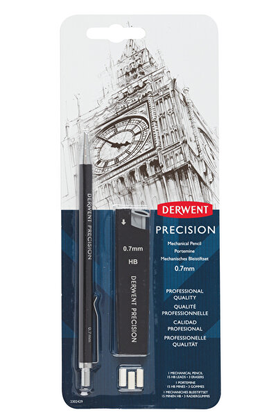 Derwent Creion mecanic profesional HB 0,7 mm cu rezerve și radieră incluse