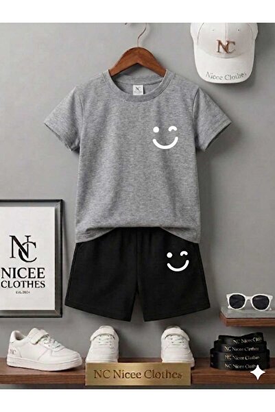 NC Nicee Clothes LETNJA DEČJA MAJICA I KRATKE HLAČE UNISEKS (BELI SMJEŠNI EMO...