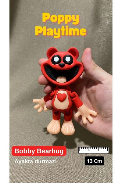 3D Ekspres Poppy Playtime Bobby Bearhug 3D Figür Hareketli Eklemli Oyuncak 14 Cm