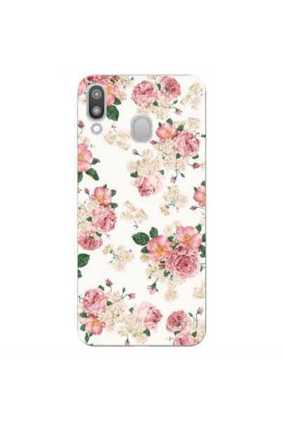 Other Samsung M20 Pink Flowers 2 Transparent Silicone TPU Θήκη
