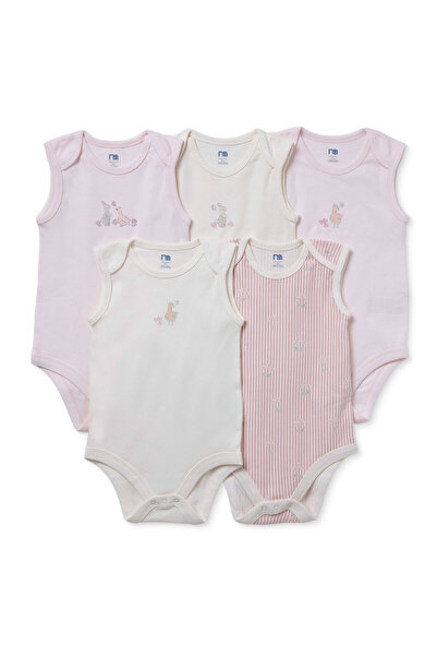 MOTHERCARE Kız Bebek 5li Body Hayvan Baskılı Çıtçıtlı Zarf Yaka Long Sleeve