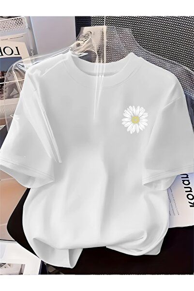 PAVRO Unisex Άνετο T-shirt με μικτό σχέδιο και στάμπα
