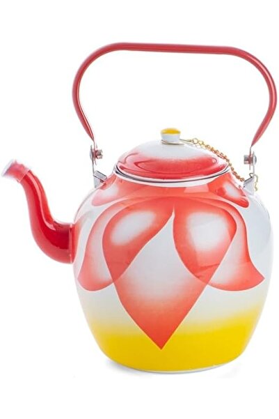 Generic Al Rimaya Enamel Tea Kettle, 2.4 Liters, Red/Yellow