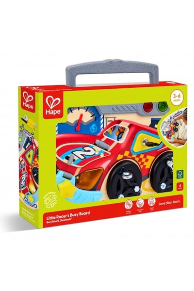 Hape Set interactiv din lemn, Hape, Tablă educativă, Micul pilot de curse
