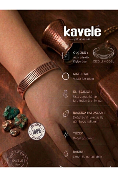 KAVELE Pure Copper Motif Bracelet-For Health-In Gift Box