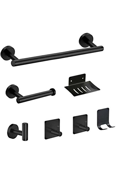 Arabest 7-Piece Bathroom Hardware Set,Matte Black,304 Stainless Steel,Wall Mo...