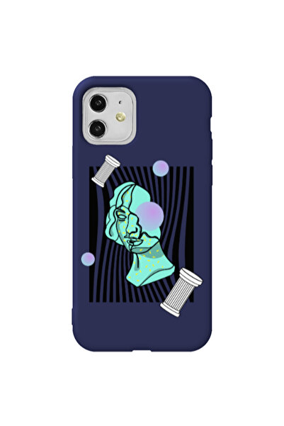 Other Apple iPhone 11 Columns Dark blue Colored Silicone TPU Θήκη