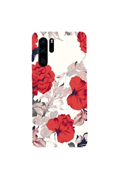 Other Huawei P30 Pro Red Flowers Transparent Silicone TPU Θήκη