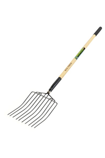 micul fermier Furca gunoi grajd, 10 dinti, maner lemn, 1600mm