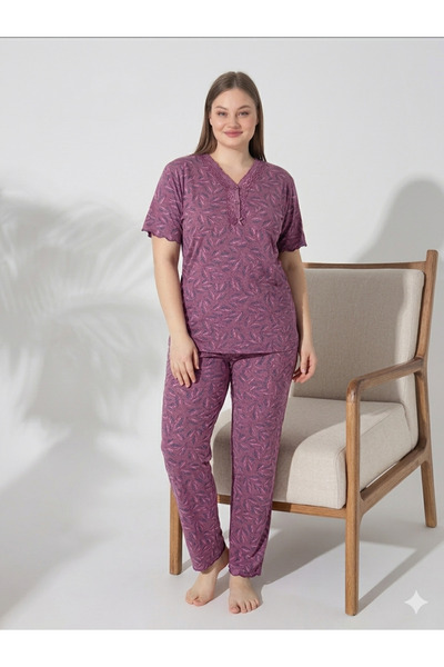 MAYSSTORE Plus size short sleeve pajama set