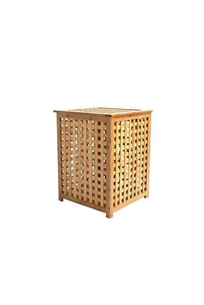 Genel Markalar Kalın Ahşap Bambu Kirli Çamaşır Sepeti Kumaş Çantalı SEPET=40X40X58CM