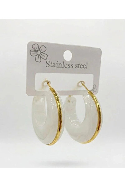 Marsilyan Nvdn- Ieg - White Marble Gold Hoop Earrings Iegrs-Nvdn1
