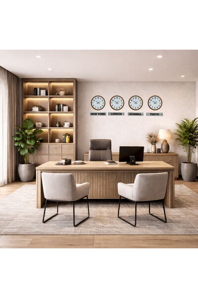 ForWhat 4Pcs 36cm World Time Clocks with Orange Type Signs for Office Home Of...