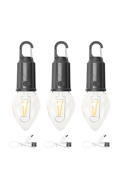 Lawazim مجموعة من 3 مصابيح LED قابلة لإعادة الشحن عبر USB طراز C35 - فانوس لل...