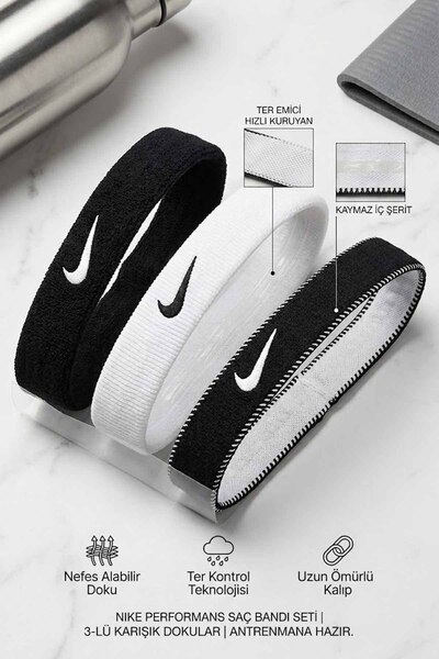 Nike Sportska oprema 3-dijelni set sportskih traka za kosu - neklizajuće - pr...