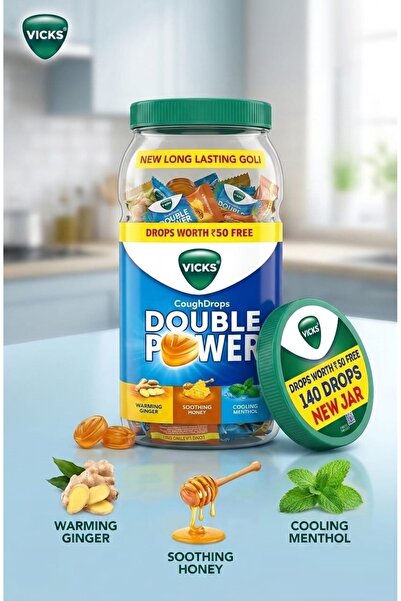 Vicks فيكس أقراص عبو ة برطمان المنثول والزنجبيل والعسل قوة مضاعفة، عبوة من 14...