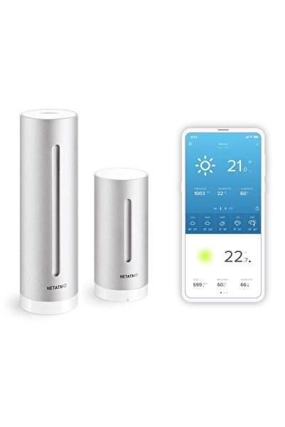 Netatmo Kablosuz Dış Mekan Sensörüne Sahip İç ve Dış Mekan Kullanımı için Hav...