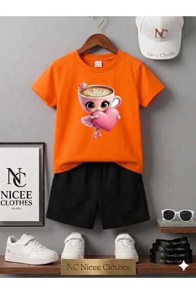 NC Nicee Clothes Summer Children's T-Shirt Shorts Unisex (Heart Print)