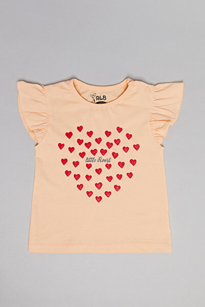 R&B Printed Top with Crew Neck and Flutter Sleeves