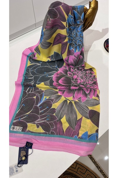 ED Scarf Floral Patterned Viscose Cotton Shawl