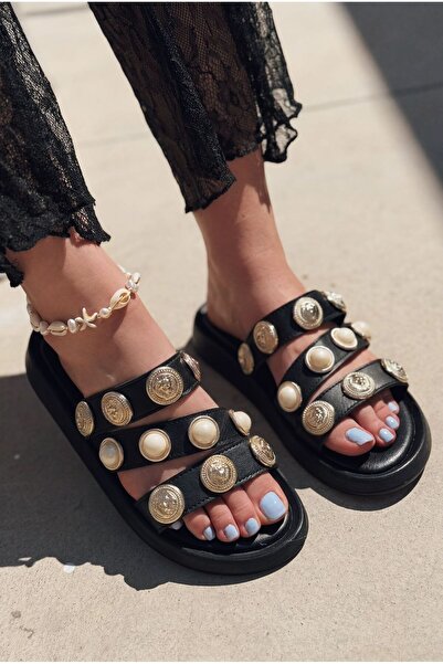 I Love Shoes Carven Black Matte Leather Women's Slippers