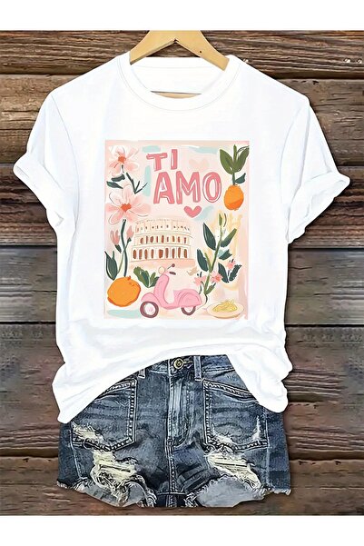 Deocept Women's Mix Printed Crew Neck Regular Fit T-Shirt