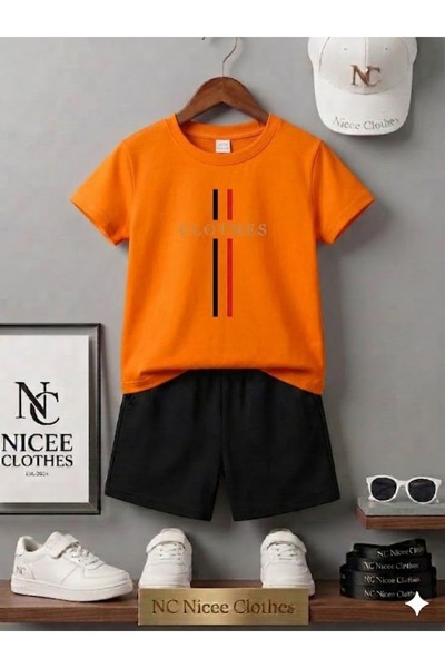 NC Nicee Clothes Summer Children's T-Shirt Shorts Unisex (Vertical Stripe Clo...