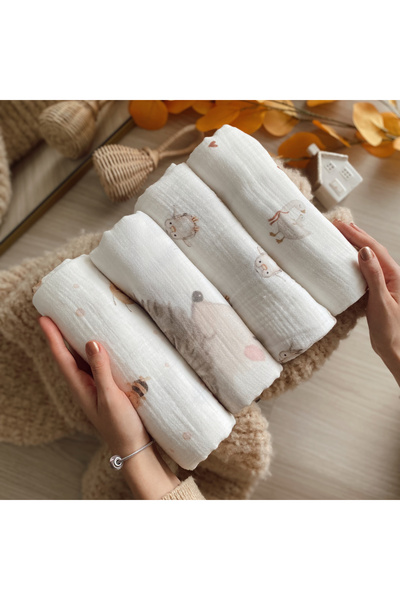 Müslin Bebek Battaniyesi Unisex 4 Adet