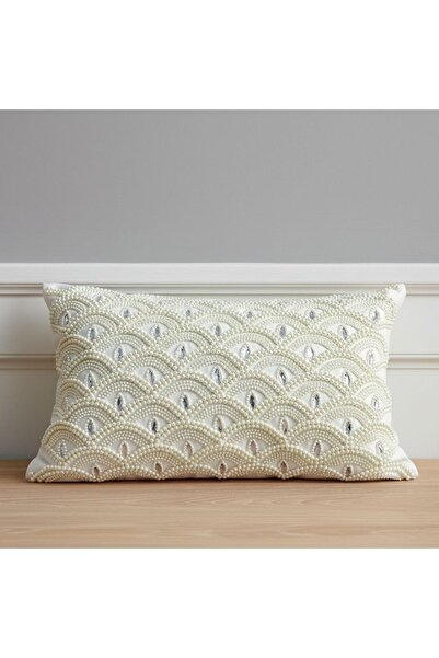 Danube Home غطاء وسادة مريح 30×50 سم أبيض مزين للزينة
