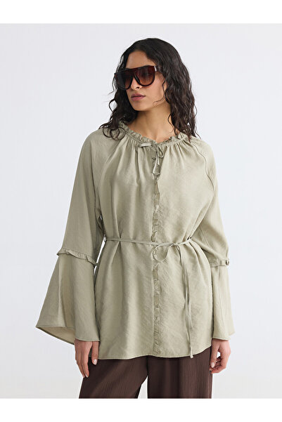 LC Waikiki Rmz Gi̇yi̇m Farki̇lya Tied Roba Collar Ruffle Women's Shirt Tunic