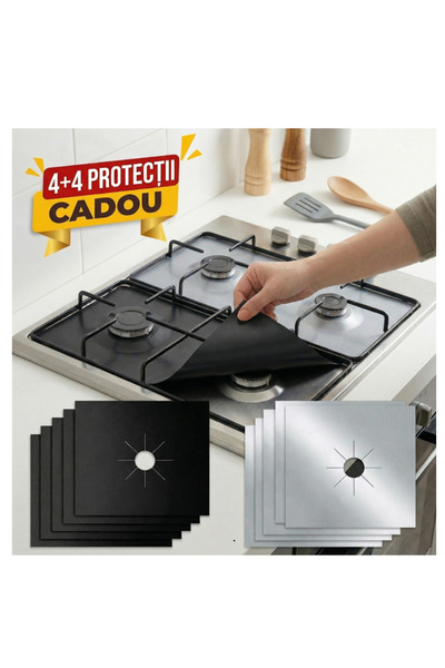 ENAGRO Top Bottom Set of 4 Teflon protection foils for stove, 27 x 27 cm, bla...