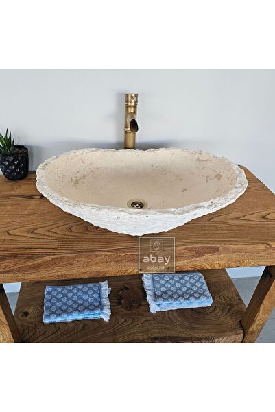 Traverten Doğal Patlatma Kayık Lavabo
