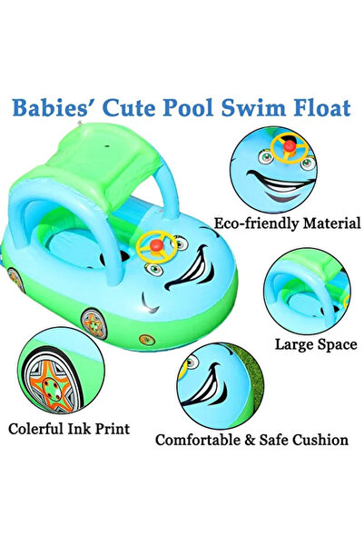 TAPIT Cartoon Car Swim Float Seat Boat Pool Ring Seat with Sunshade & Canopy ...
