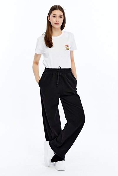 Çarli Pantaloni de pânză pentru femei 4760 Negru