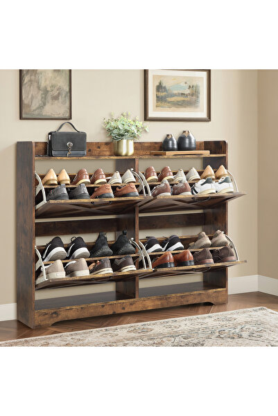 Enjoylifeme Shoe Storage Cabinet with 4 Flip Drawers, Freestanding Shoe Cabin...