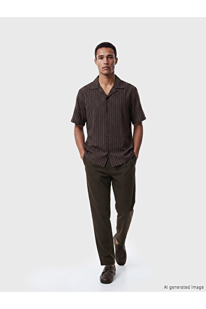 LC Waikiki Brown Standard Fit Men's Textured Pleated Trousers