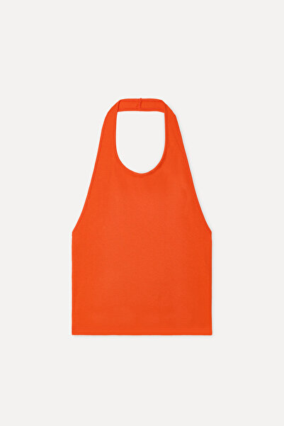 Mudo Women's Red Sleeveless Crop T-Shirt with Back Detail
