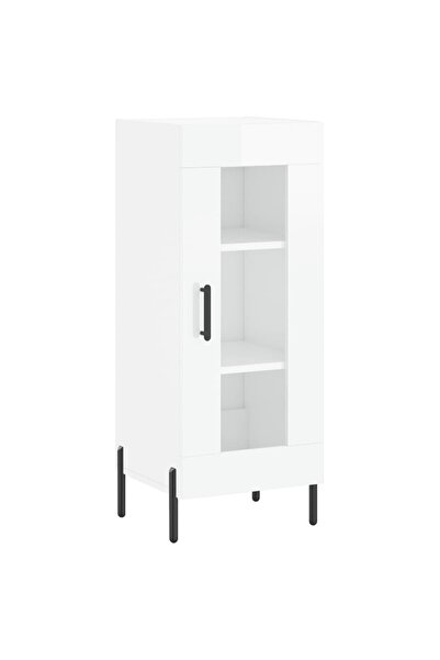 vidaxl Servantă, alb extralucios, 34,5x34x90 cm, lemn compozit