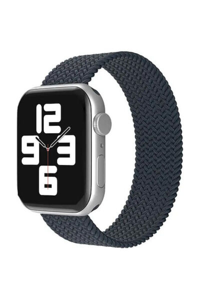 OEM Λουράκι Apple Watch 42 44 45 49mm Πλεκτό Solo Loop S Ανθρακί Μπλε