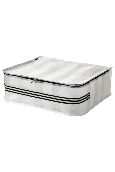 IKEA Storage Box, White, 55X49X19 Cm, Storage Box Storage Box Striped Black a...